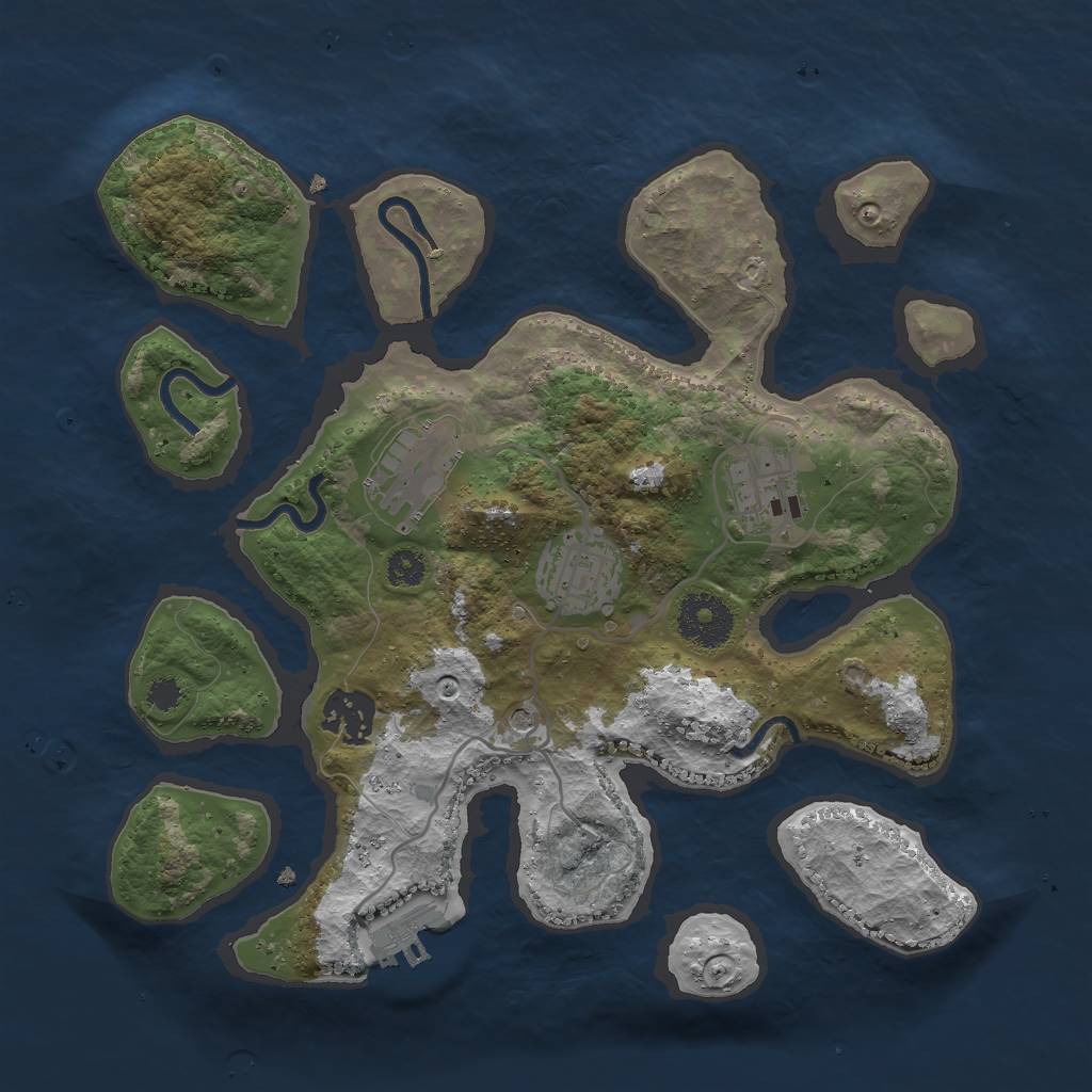 Rust Map: Procedural Map, Size: 3000, Seed: 87900, 8 Monuments