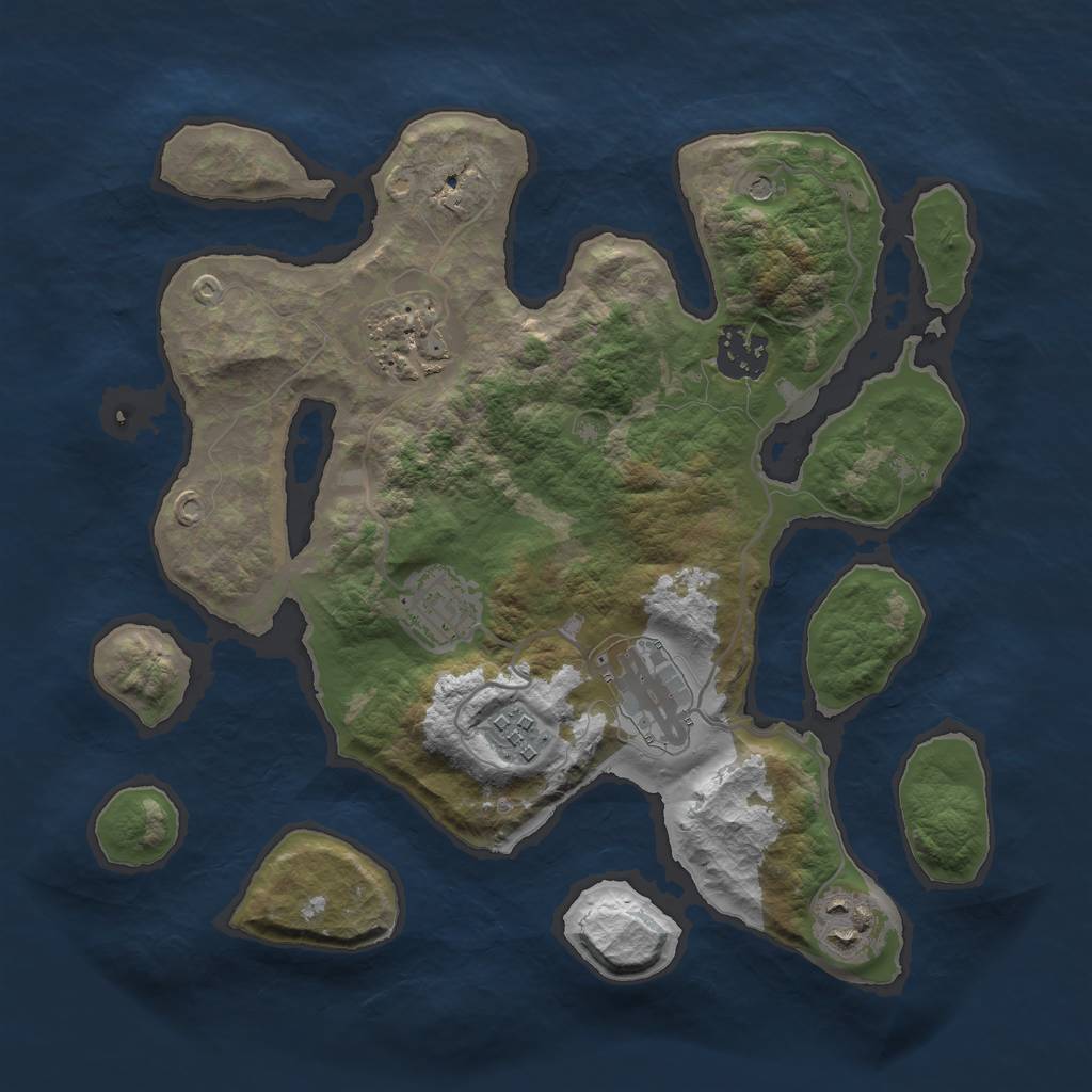 Rust Map: Barren, Size: 3000, Seed: 1640335998, 9 Monuments