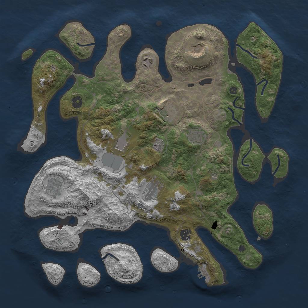 Rust Map: Procedural Map, Size: 4000, Seed: 12341234, 13 Monuments