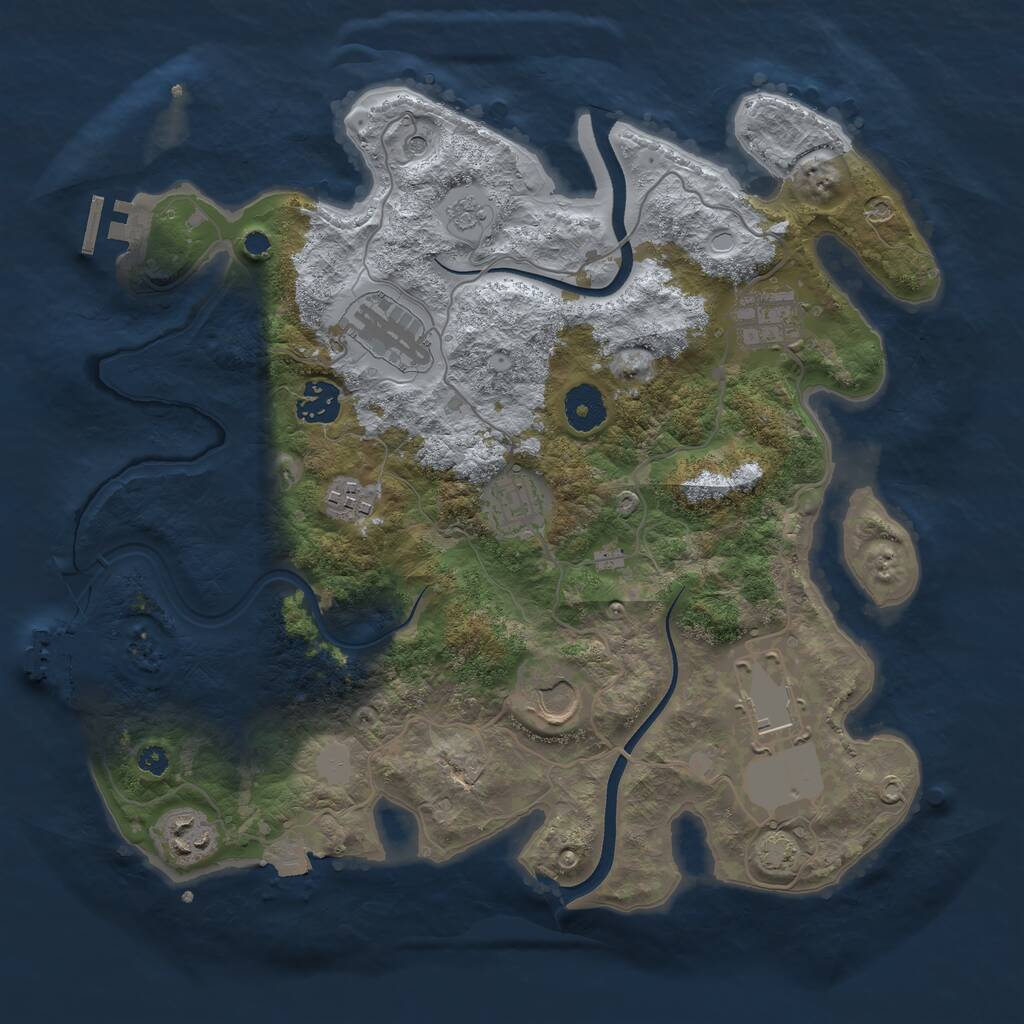 Rust Map: Procedural Map, Size: 3500, Seed: 6974, 14 Monuments