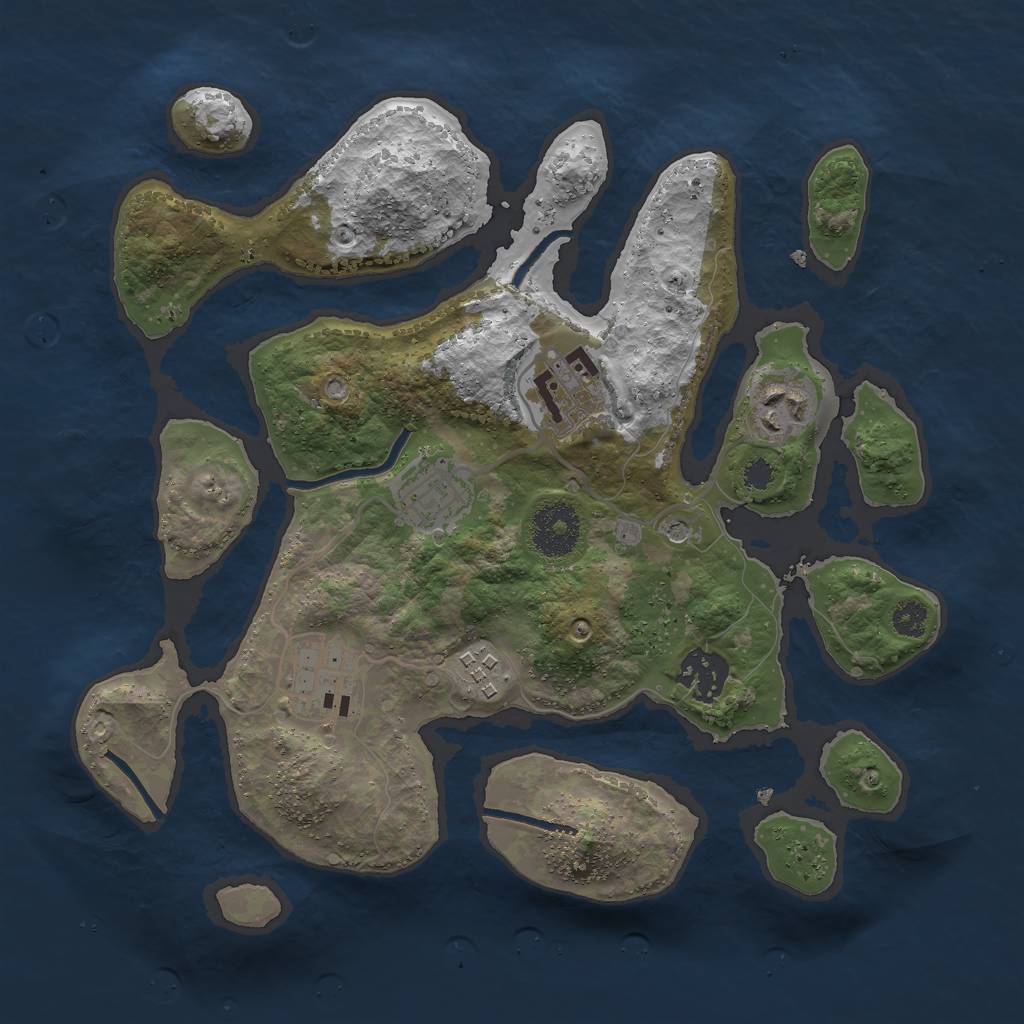 Rust Map: Procedural Map, Size: 3000, Seed: 715159811, 9 Monuments