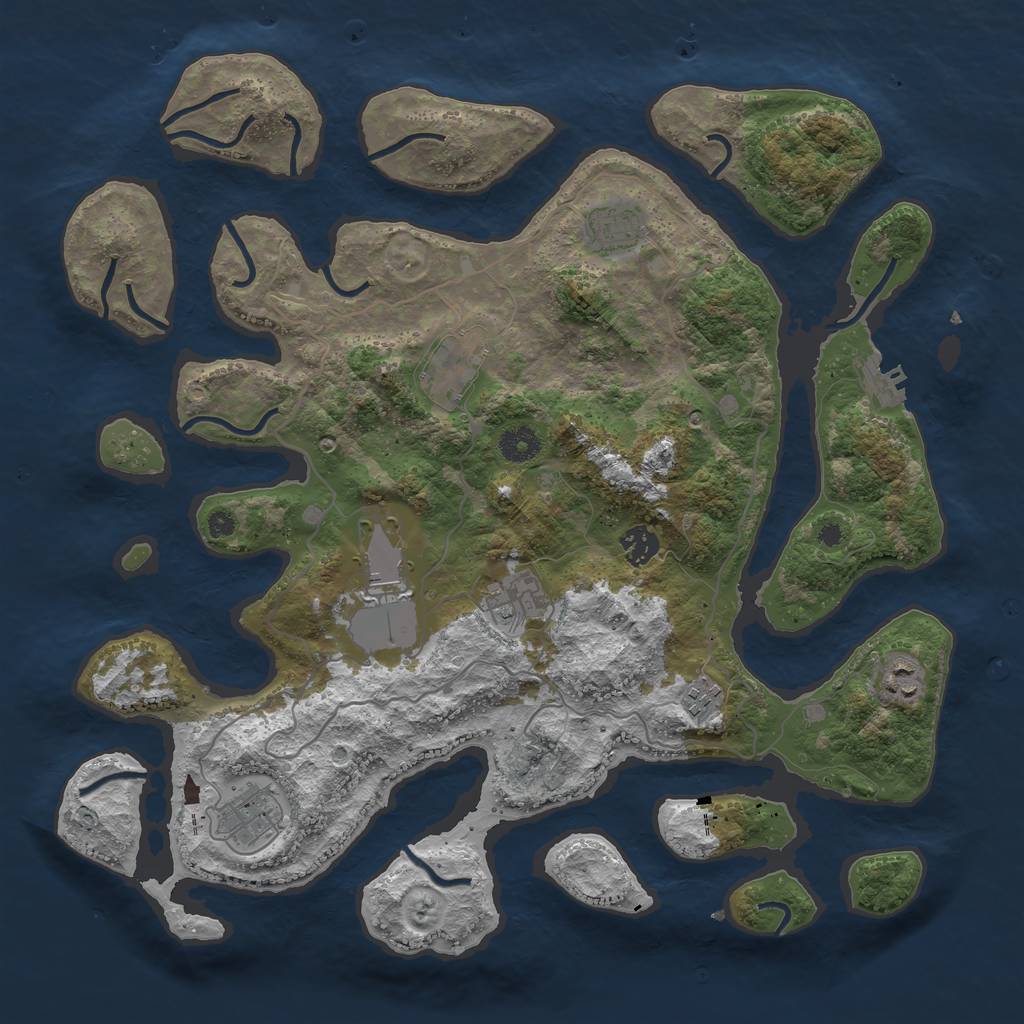 Rust Map: Procedural Map, Size: 4000, Seed: 1151792034, 11 Monuments