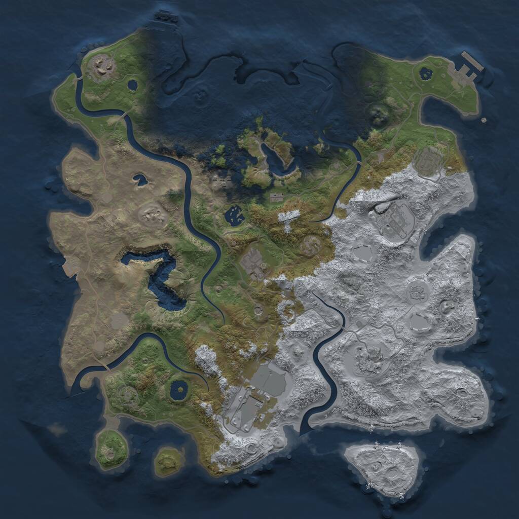 Rust Map: Procedural Map, Size: 4004, Seed: 44, 14 Monuments
