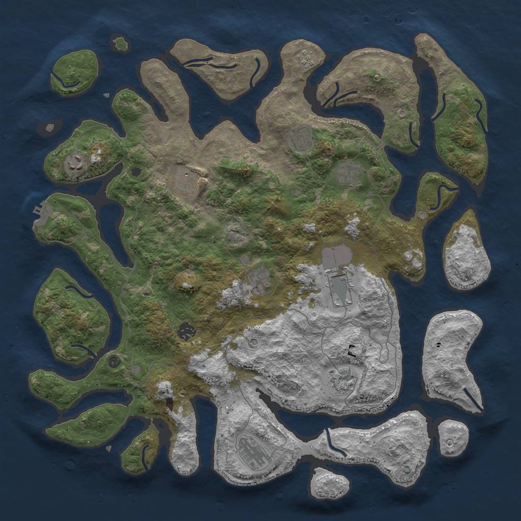 Rust Map: Procedural Map, Size: 4500, Seed: 36493, 14 Monuments