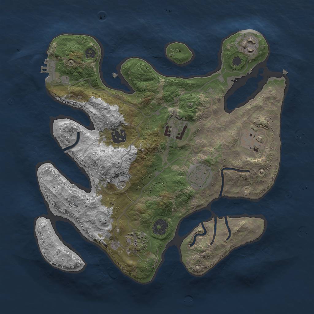Rust Map: Procedural Map, Size: 3000, Seed: 24786537, 10 Monuments