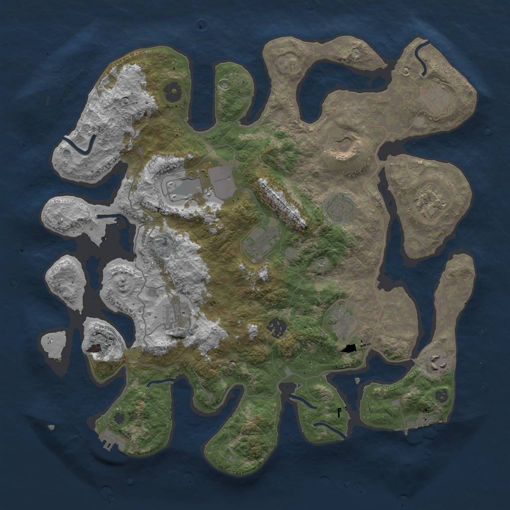 Rust Map: Procedural Map, Size: 4000, Seed: 1424486693, 16 Monuments