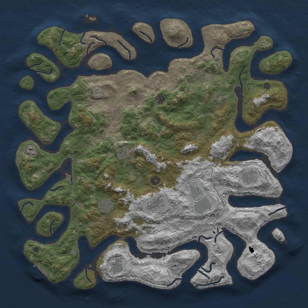 Rust Map: Procedural Map, Size: 5000, Seed: 1014316438, 14 Monuments