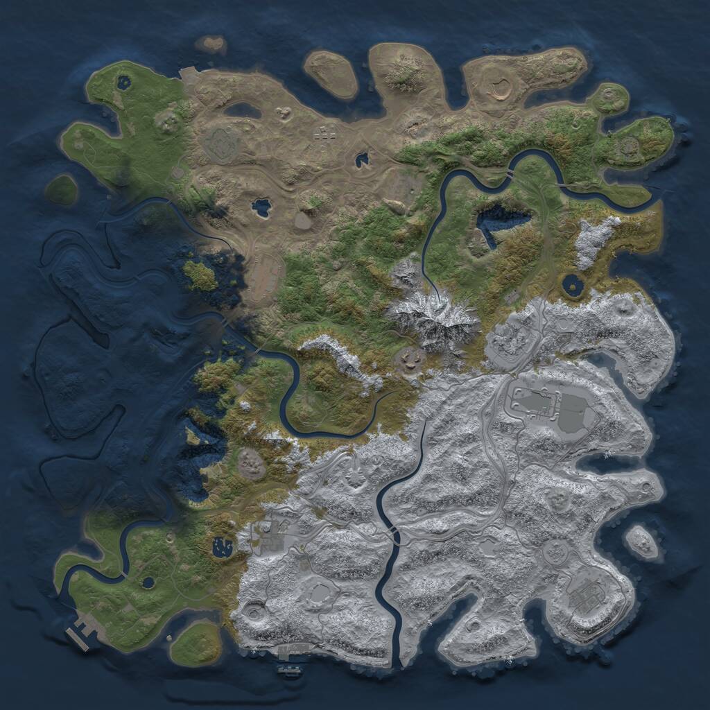 Rust Map: Procedural Map, Size: 5000, Seed: 1014316438, 17 Monuments