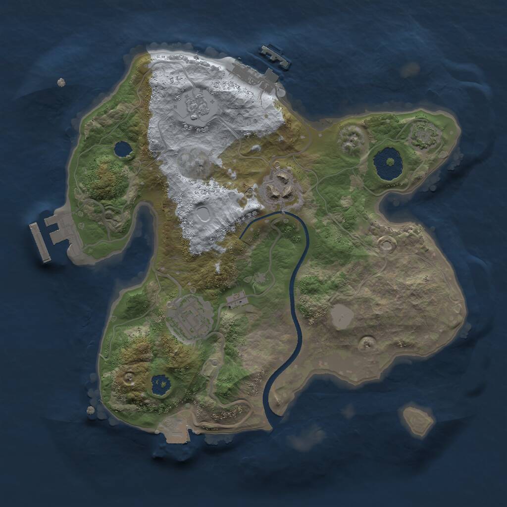 Rust Map: Procedural Map, Size: 2500, Seed: 2821, 7 Monuments
