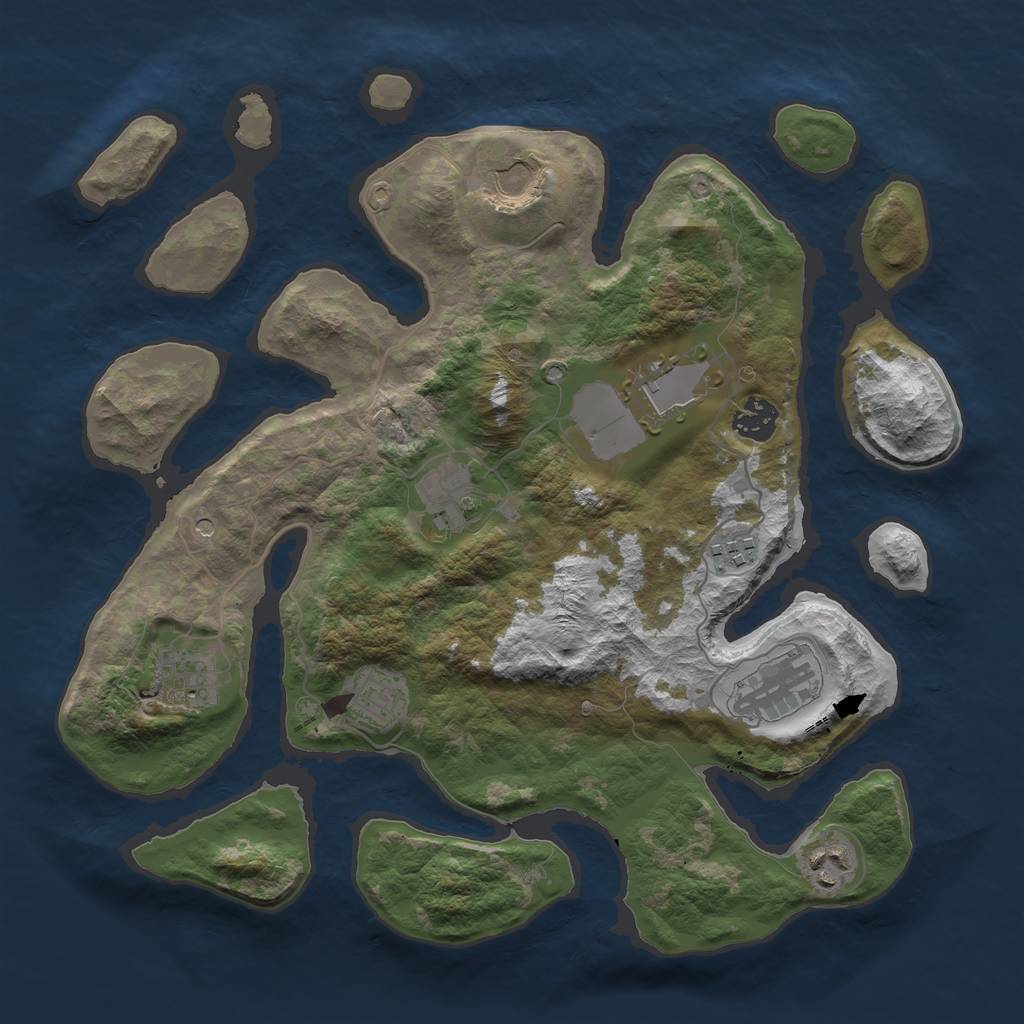 Rust Map: Barren, Size: 3500, Seed: 1516052191, 12 Monuments