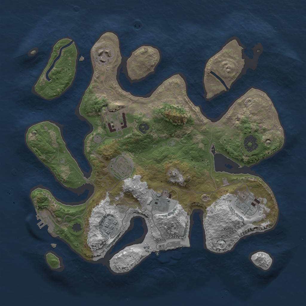 Rust Map: Procedural Map, Size: 3000, Seed: 850906267, 10 Monuments