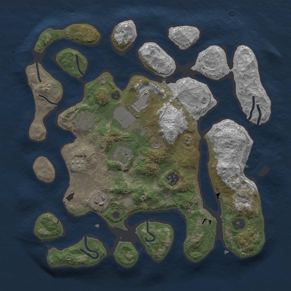 Rust Map: Procedural Map, Size: 3500, Seed: 144387062, 10 Monuments