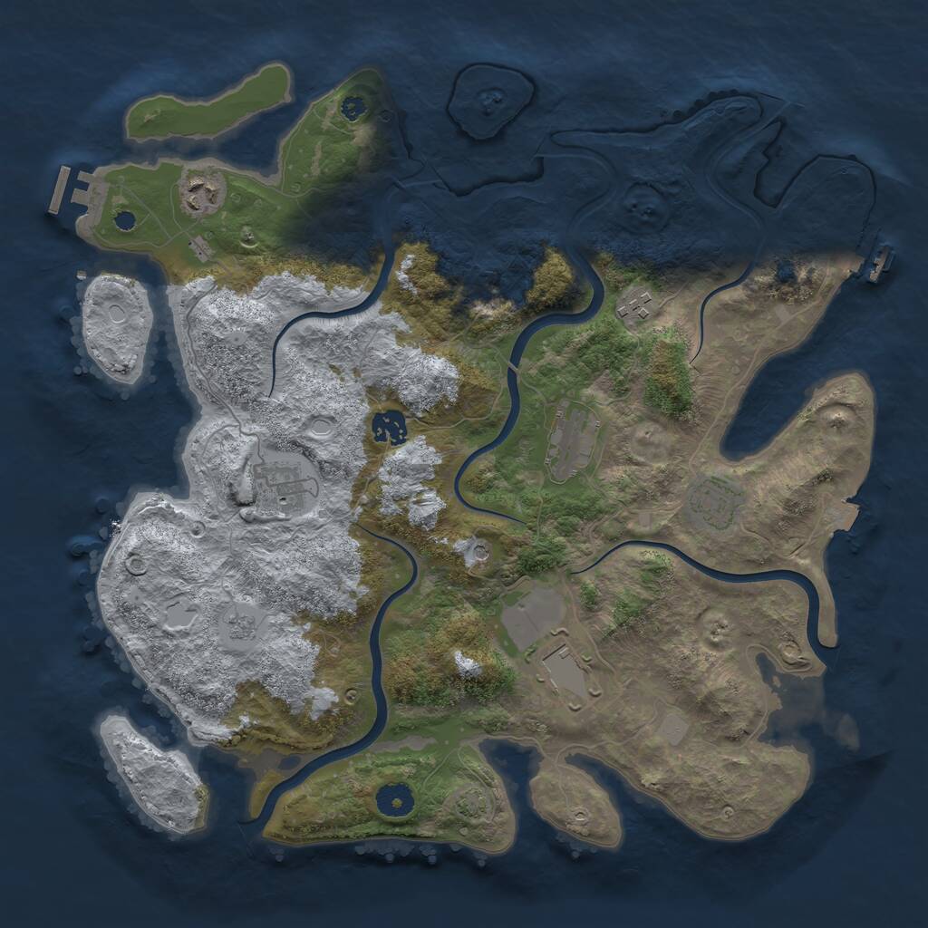 Rust Map: Procedural Map, Size: 3850, Seed: 1501181778, 13 Monuments