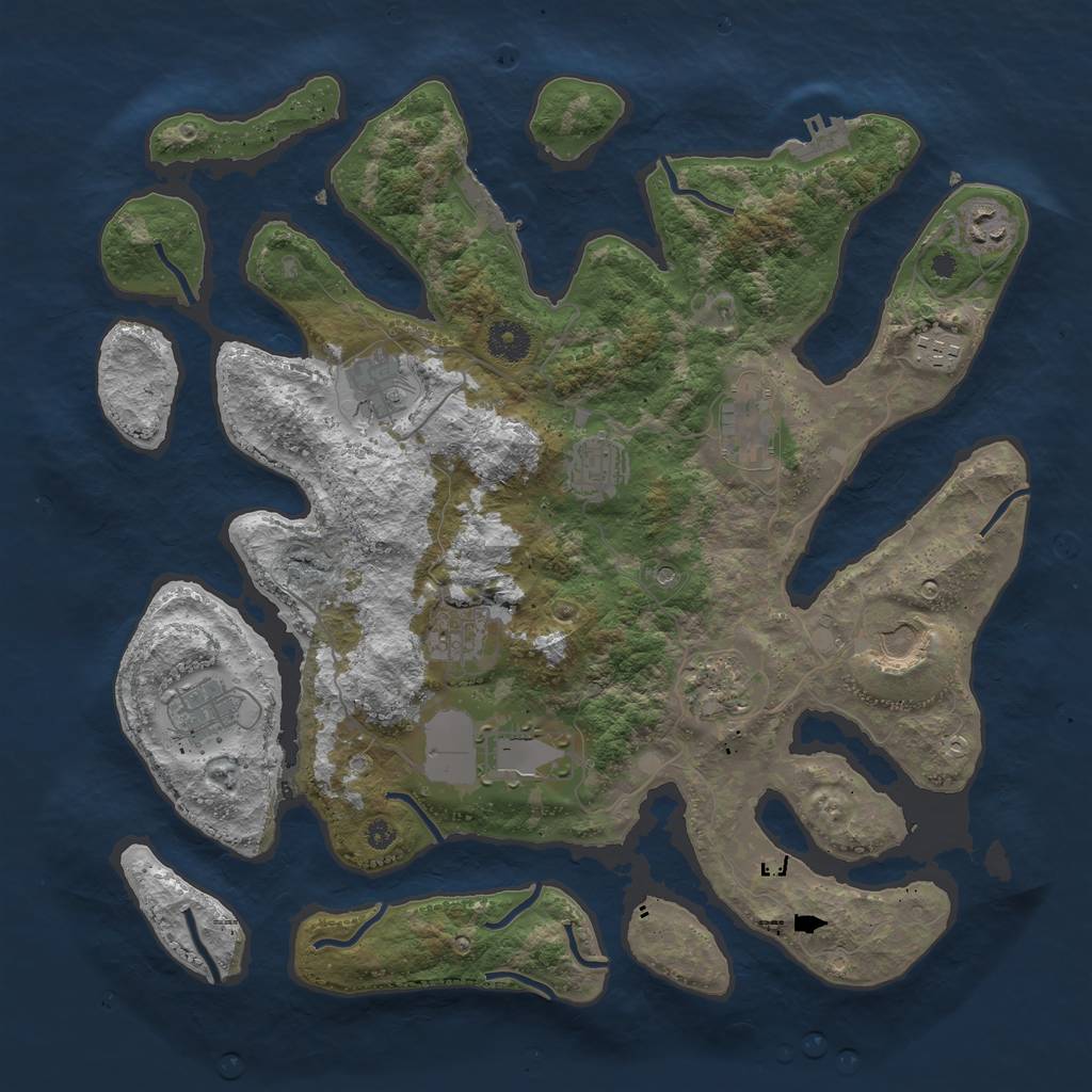 Rust Map: Procedural Map, Size: 3850, Seed: 1501181778, 15 Monuments