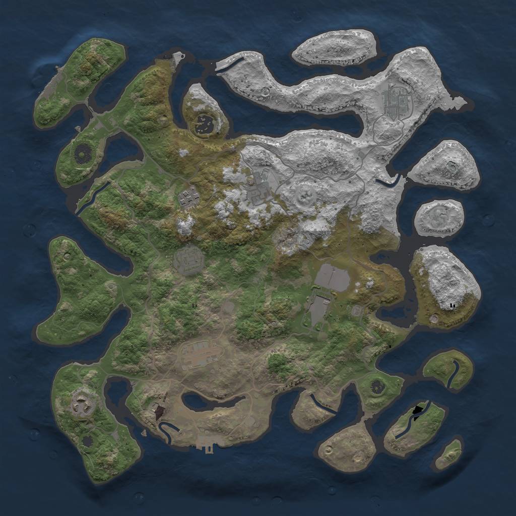 Rust Map: Procedural Map, Size: 4000, Seed: 575849676, 13 Monuments