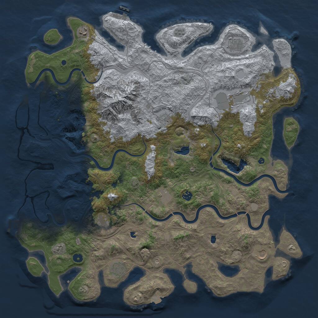 Rust Map: Procedural Map, Size: 5000, Seed: 148883244, 17 Monuments