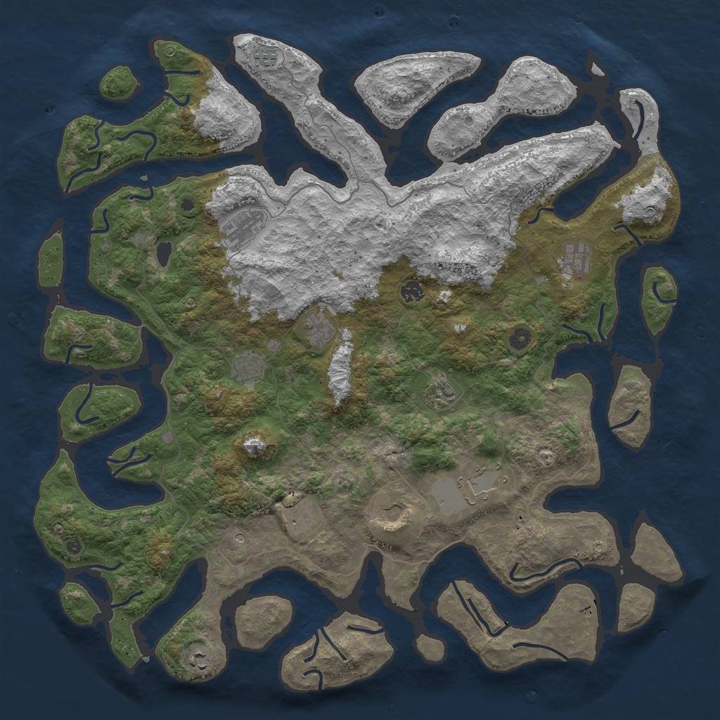 Rust Map: Procedural Map, Size: 5000, Seed: 148883244, 14 Monuments