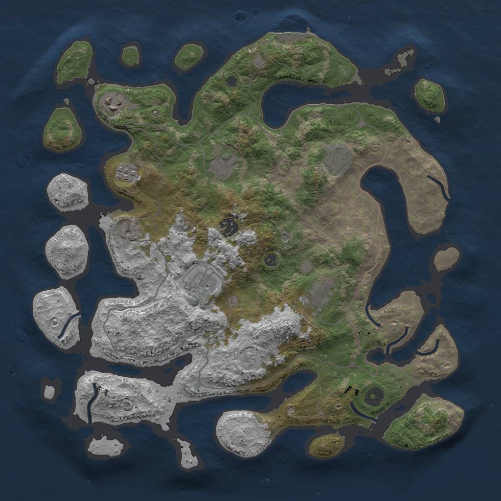 Rust Map: Procedural Map, Size: 4000, Seed: 65985432, 11 Monuments