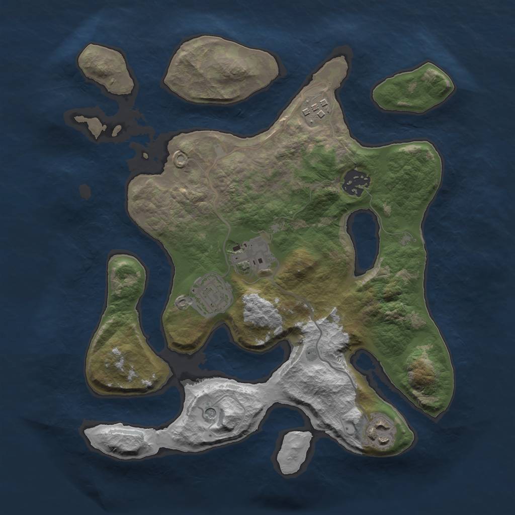 Rust Map: Barren, Size: 2900, Seed: 8952, 8 Monuments