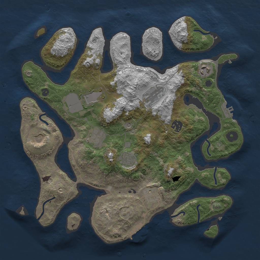 Rust Map: Procedural Map, Size: 3500, Seed: 369244, 13 Monuments