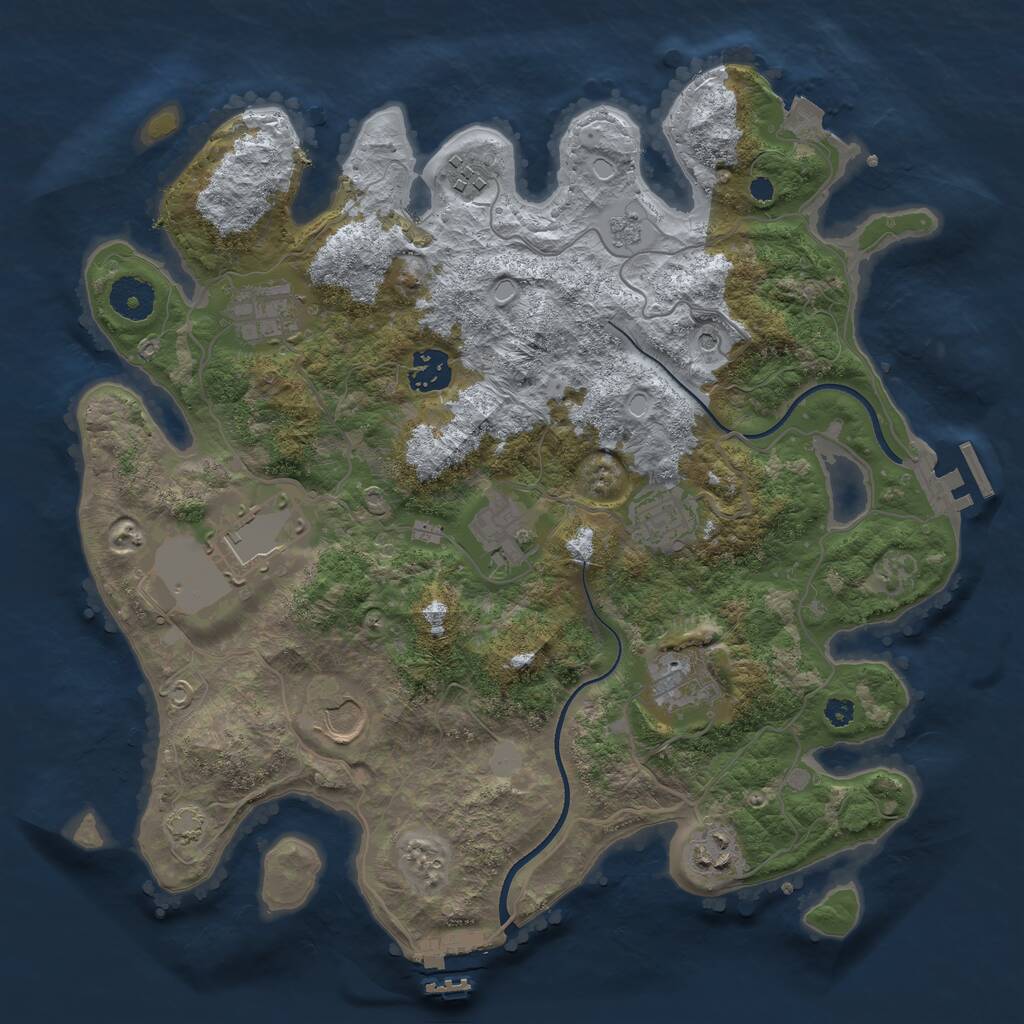 Rust Map: Procedural Map, Size: 3500, Seed: 369244, 15 Monuments