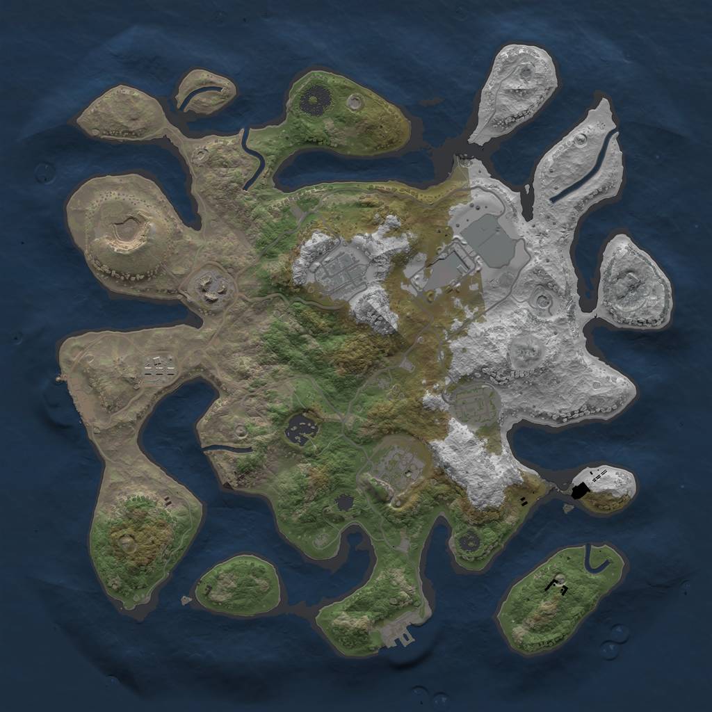 Rust Map: Procedural Map, Size: 3500, Seed: 423792, 13 Monuments