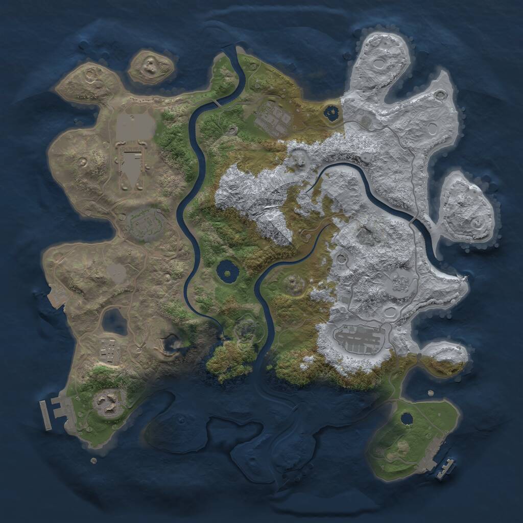 Rust Map: Procedural Map, Size: 3500, Seed: 423792, 13 Monuments