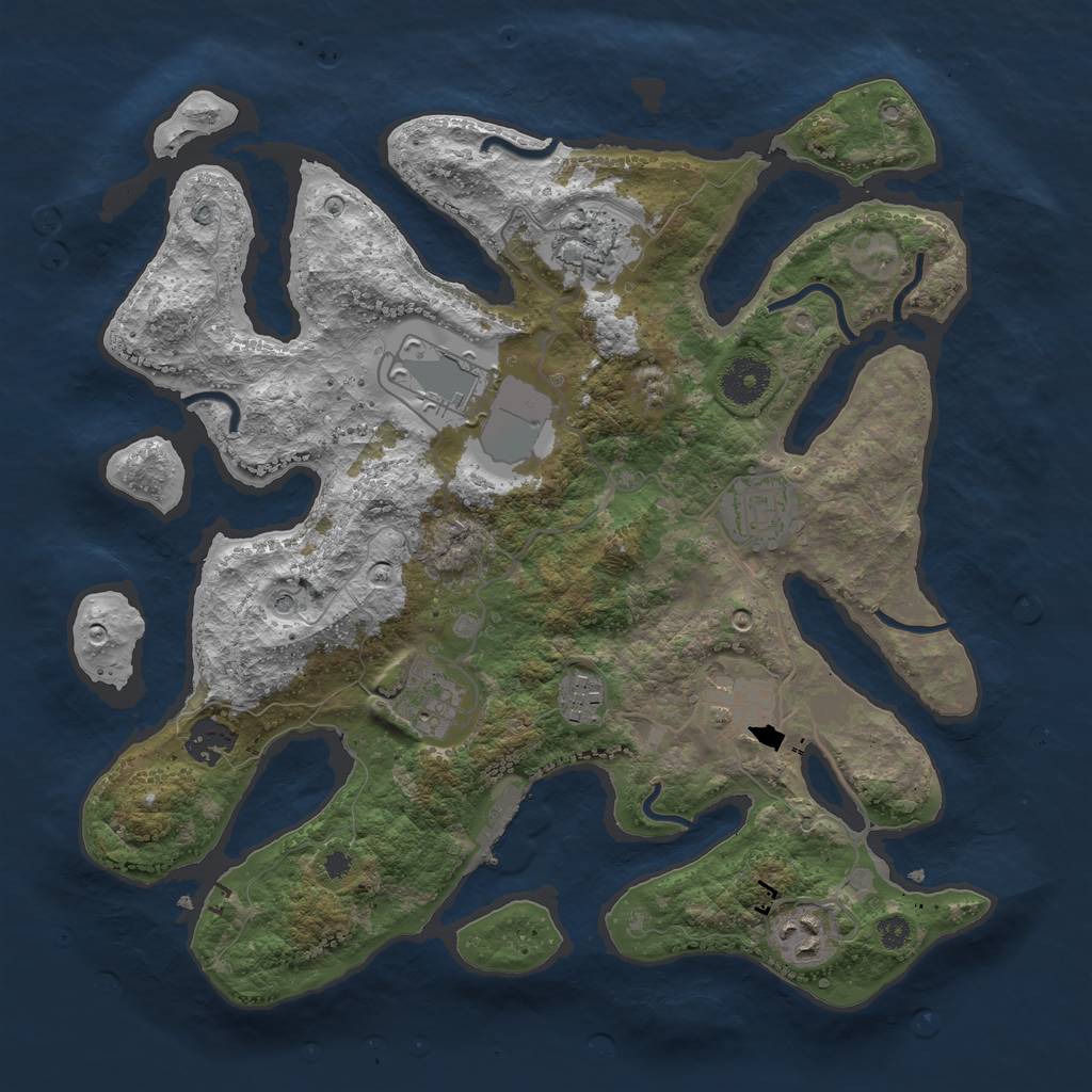 Rust Map: Procedural Map, Size: 3500, Seed: 307035, 12 Monuments