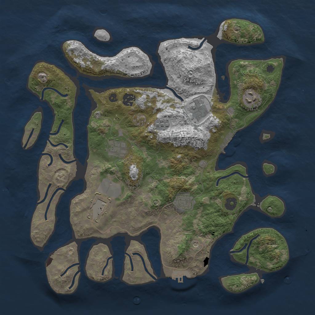 Rust Map: Procedural Map, Size: 3700, Seed: 2886209, 12 Monuments