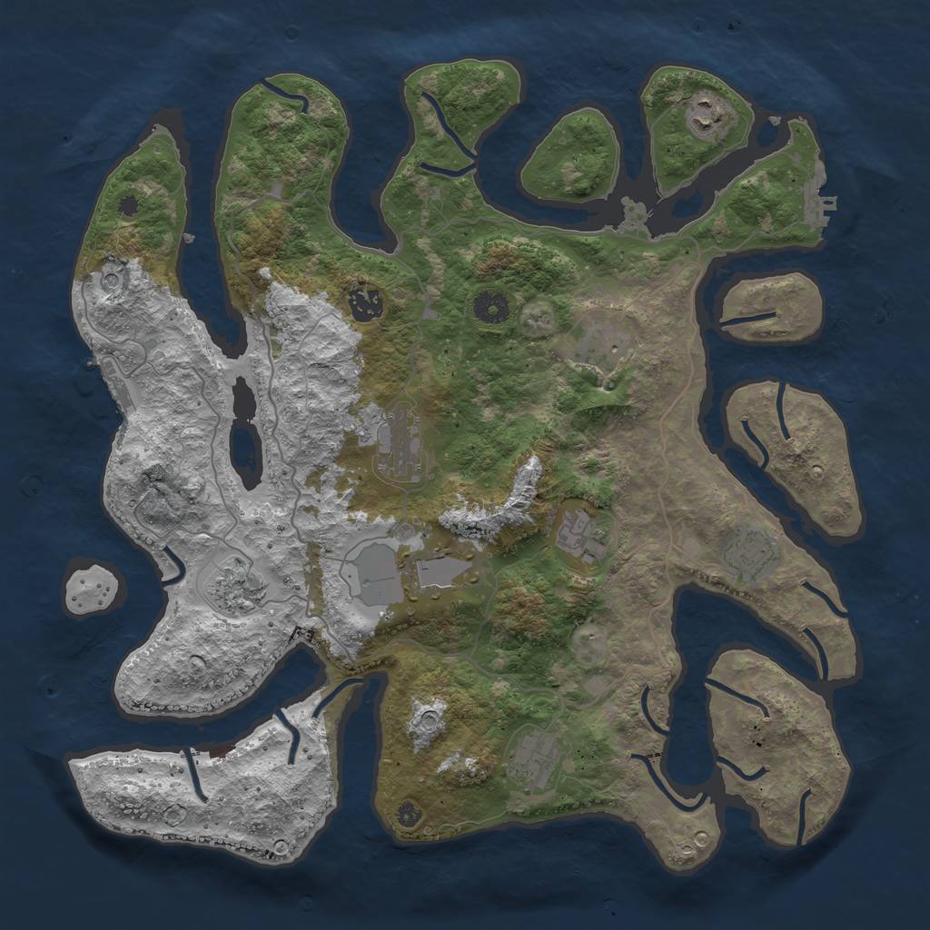 Rust Map: Procedural Map, Size: 4000, Seed: 54235, 14 Monuments