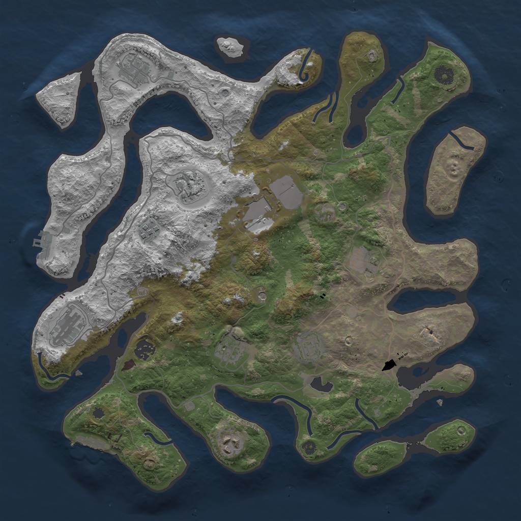 Rust Map: Procedural Map, Size: 4000, Seed: 1183009763, 15 Monuments