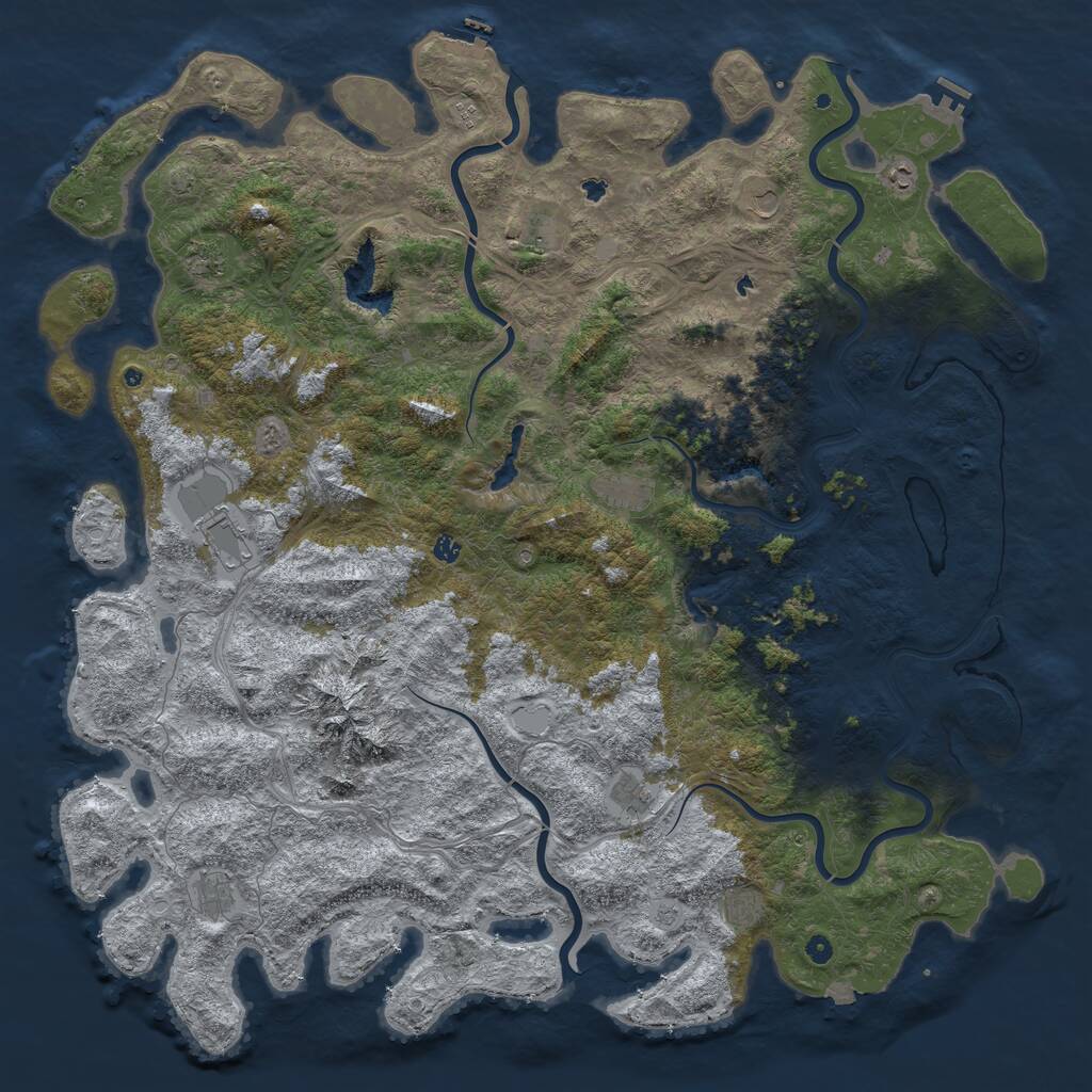 Rust Map: Procedural Map, Size: 6000, Seed: 119686321, 17 Monuments