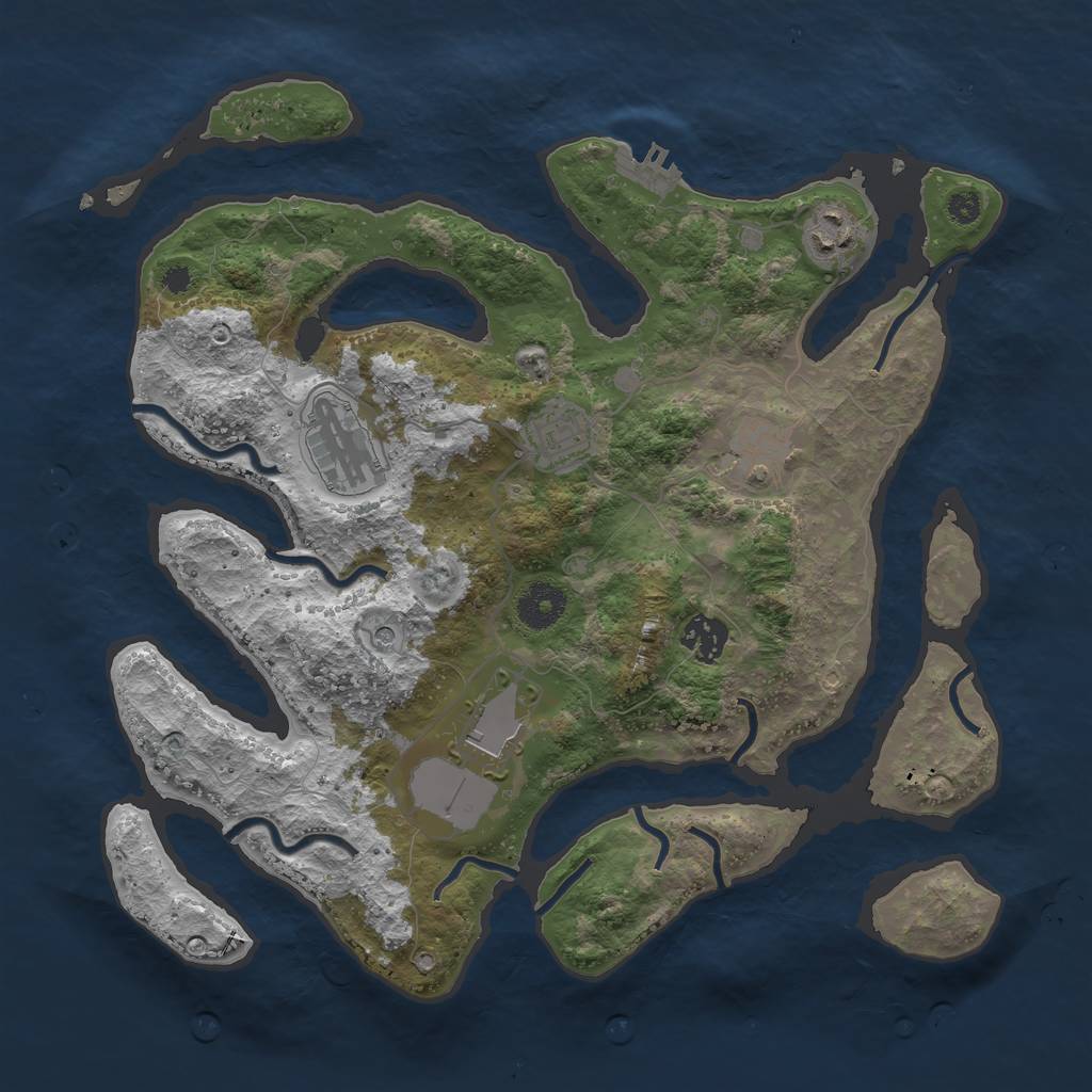 Rust Map: Procedural Map, Size: 3500, Seed: 24786537, 10 Monuments