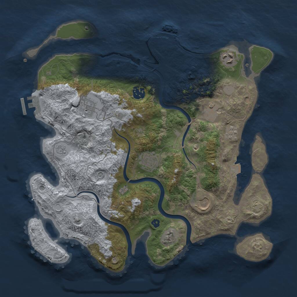 Rust Map: Procedural Map, Size: 3500, Seed: 24786537, 13 Monuments