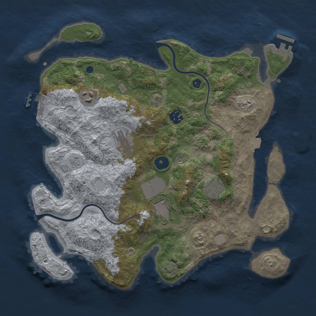 Rust Map: Procedural Map, Size: 3500, Seed: 24786537, 11 Monuments