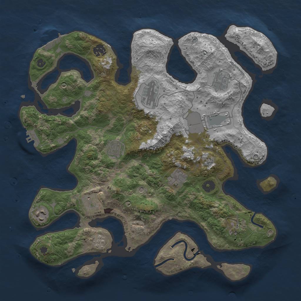 Rust Map: Procedural Map, Size: 3700, Seed: 1992026730, 15 Monuments