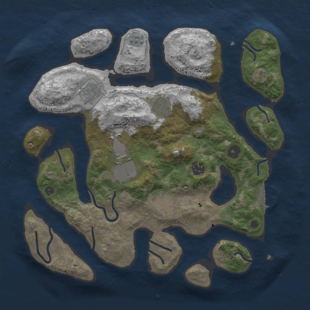 Rust Map: Procedural Map, Size: 3500, Seed: 1249915422, 10 Monuments