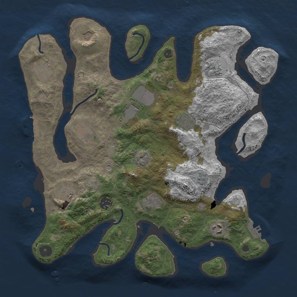 Rust Map: Procedural Map, Size: 3700, Seed: 1168250437, 16 Monuments