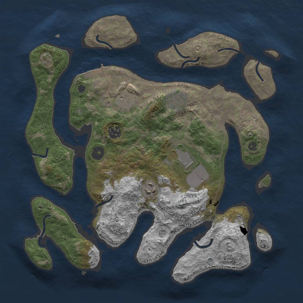 Rust Map: Procedural Map, Size: 3500, Seed: 234564, 9 Monuments