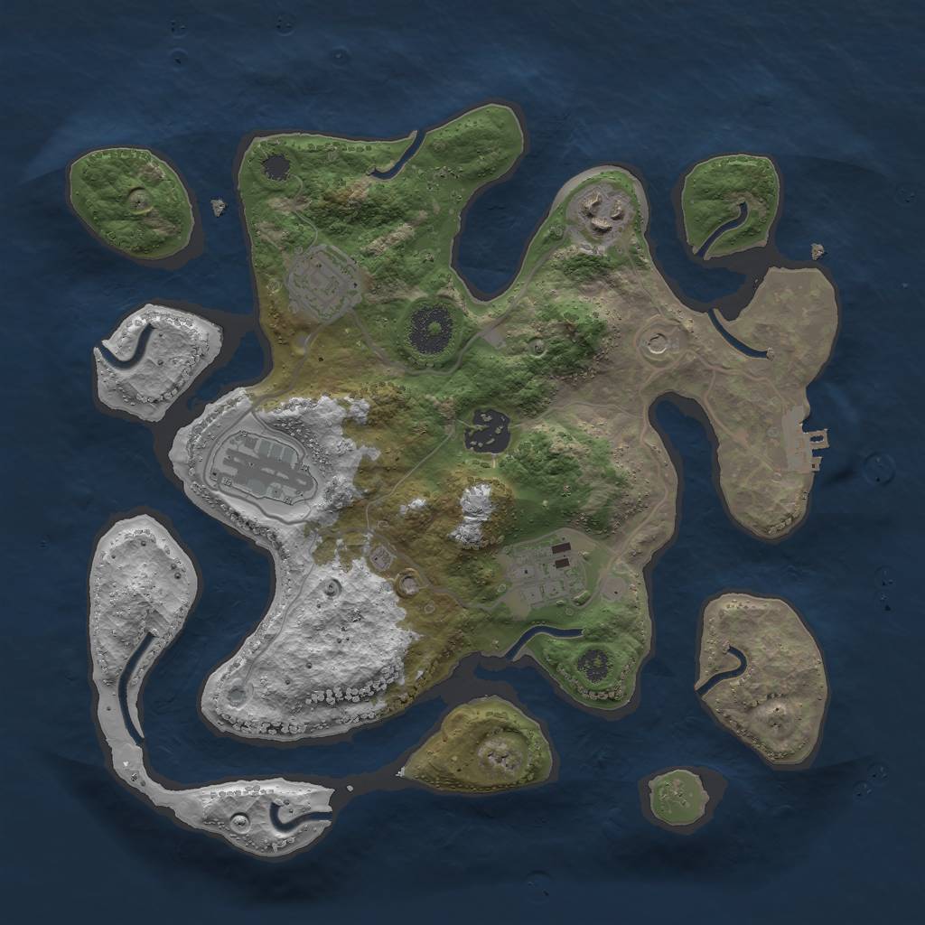 Rust Map: Procedural Map, Size: 3000, Seed: 11231, 9 Monuments