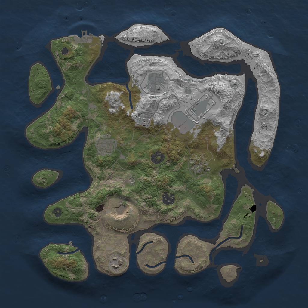 Rust Map: Procedural Map, Size: 3500, Seed: 1474416555, 12 Monuments