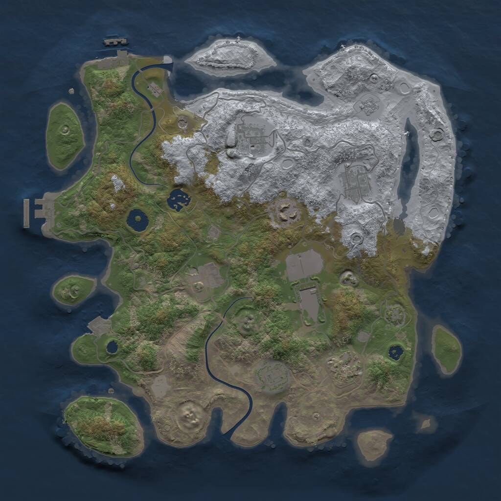 Rust Map: Procedural Map, Size: 3500, Seed: 1474416555, 14 Monuments