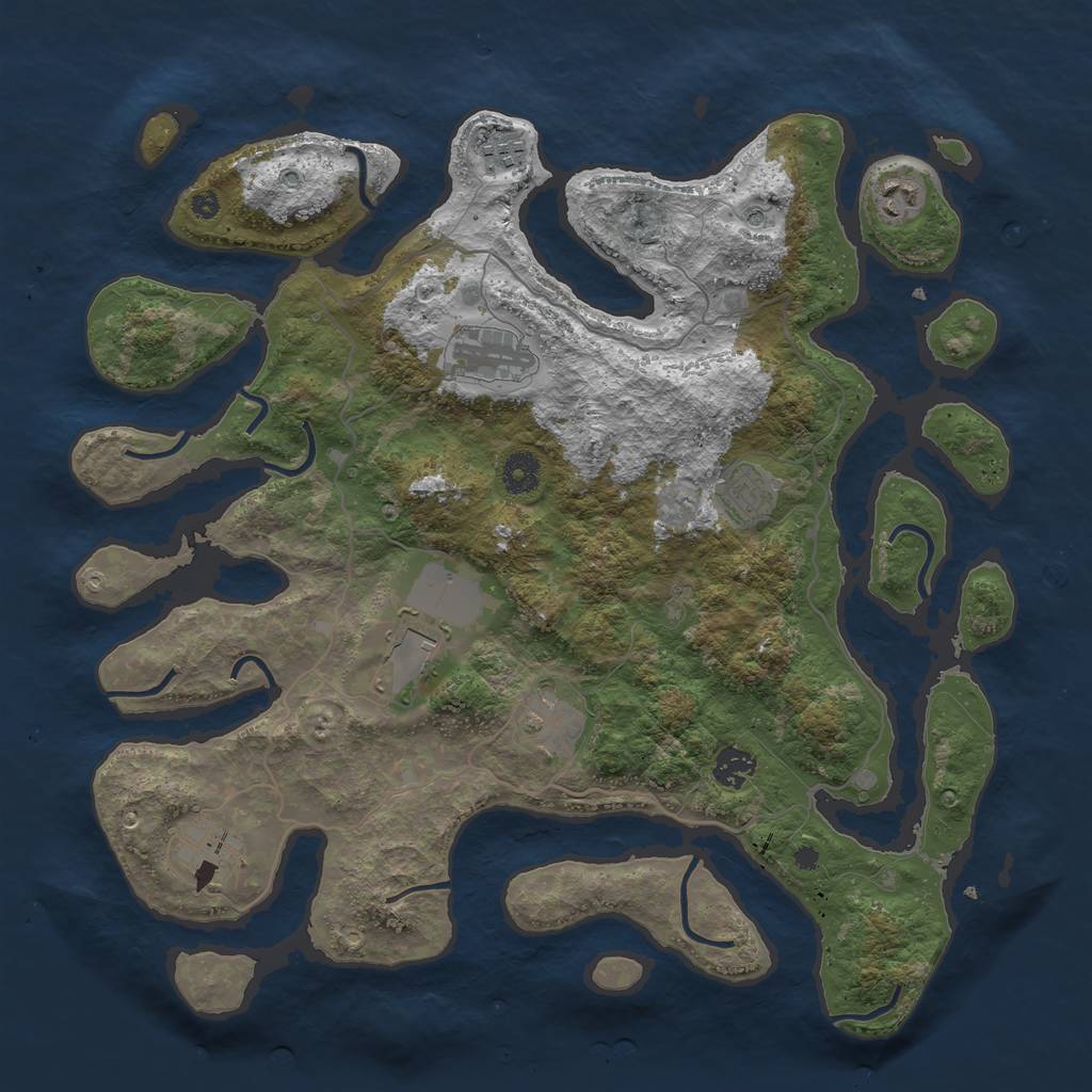 Rust Map: Procedural Map, Size: 4000, Seed: 4031971, 11 Monuments