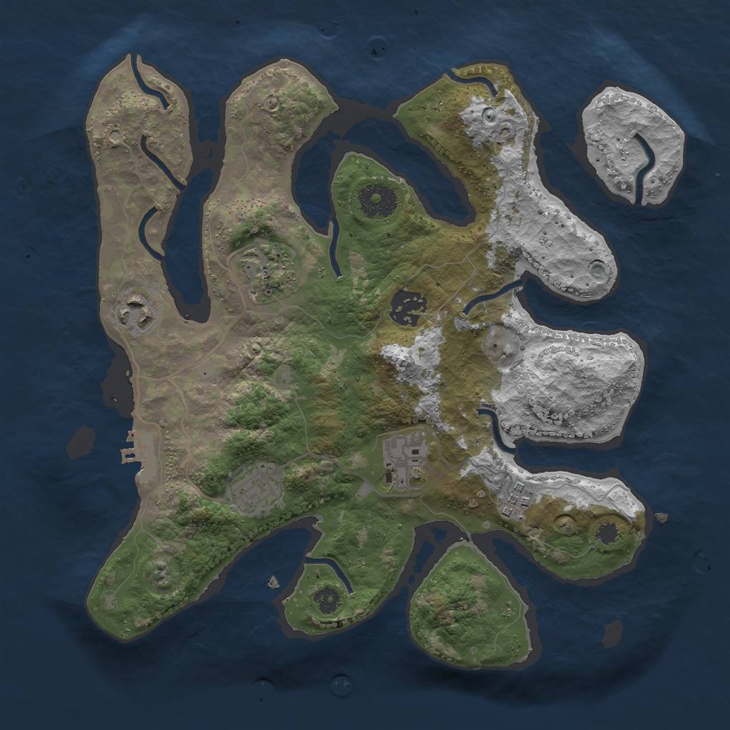 Rust Map: Procedural Map, Size: 3000, Seed: 1168250437, 9 Monuments