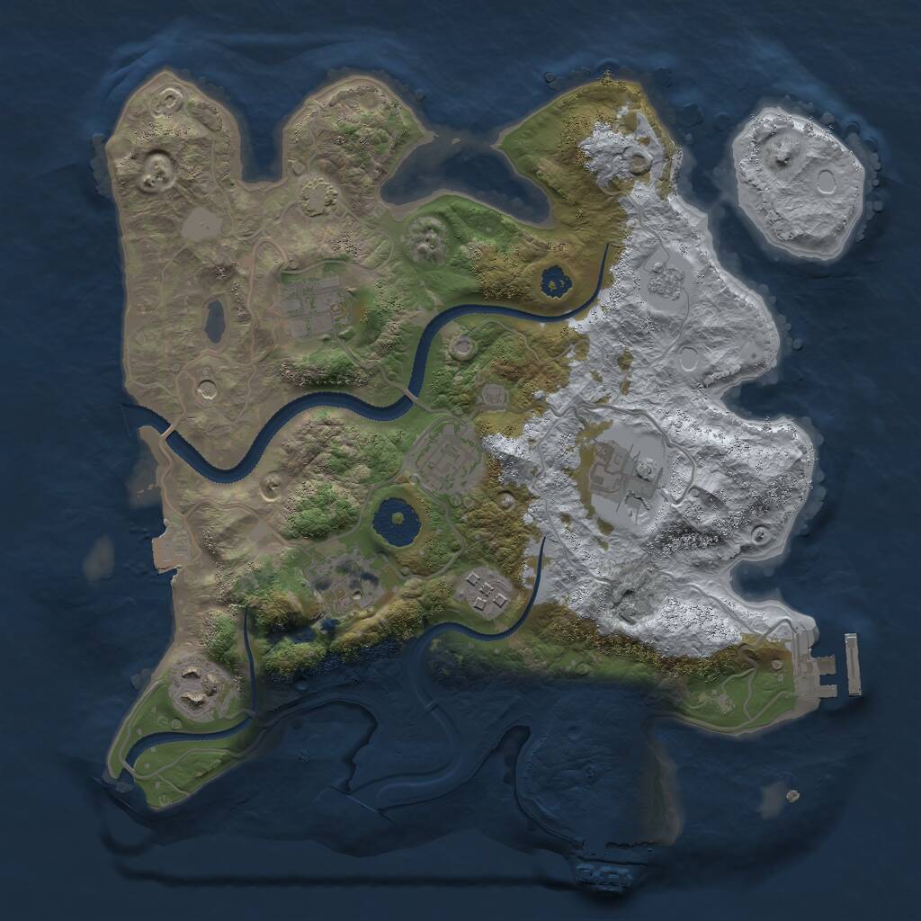 Rust Map: Procedural Map, Size: 3000, Seed: 1168250437, 12 Monuments