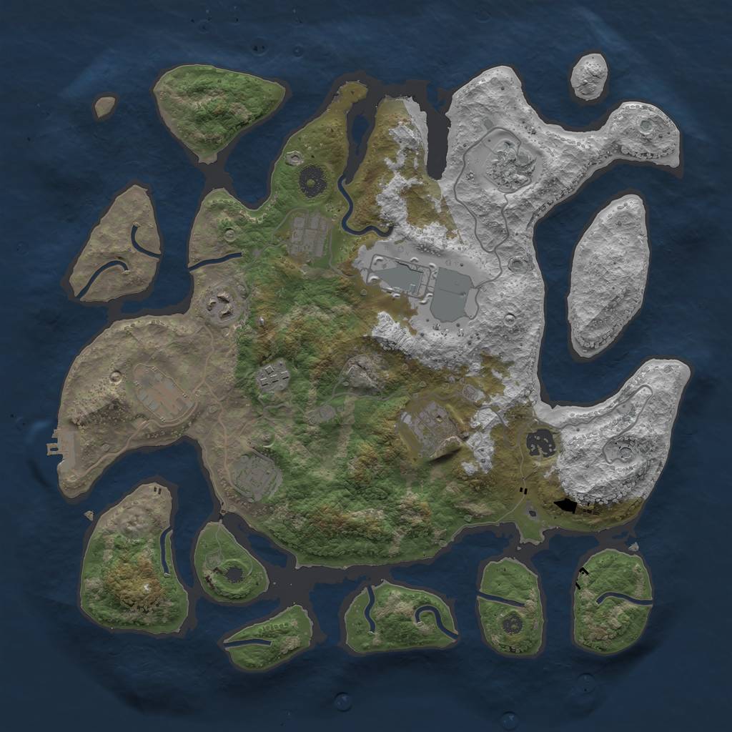 Rust Map: Procedural Map, Size: 3750, Seed: 112048966, 13 Monuments
