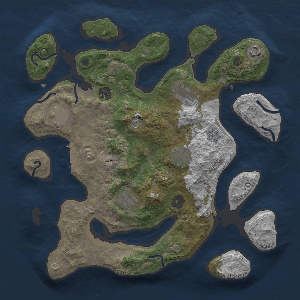 Rust Map: Procedural Map, Size: 3450, Seed: 516135, 11 Monuments