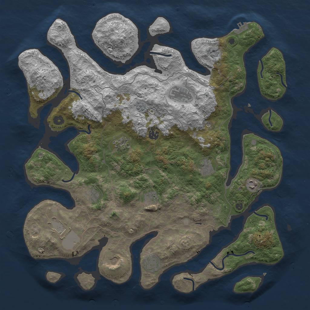 Rust Map: Procedural Map, Size: 4500, Seed: 4494401, 15 Monuments