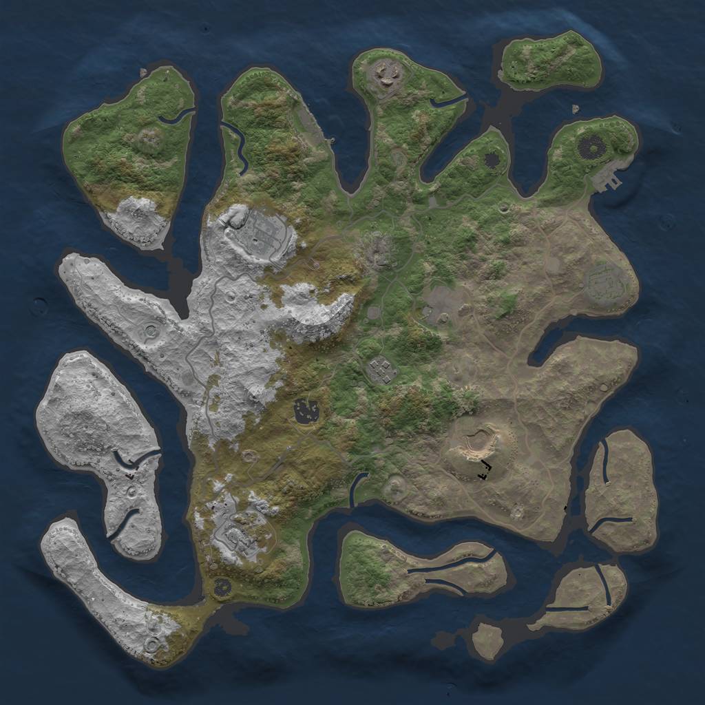 Rust Map: Procedural Map, Size: 4000, Seed: 423571333, 13 Monuments