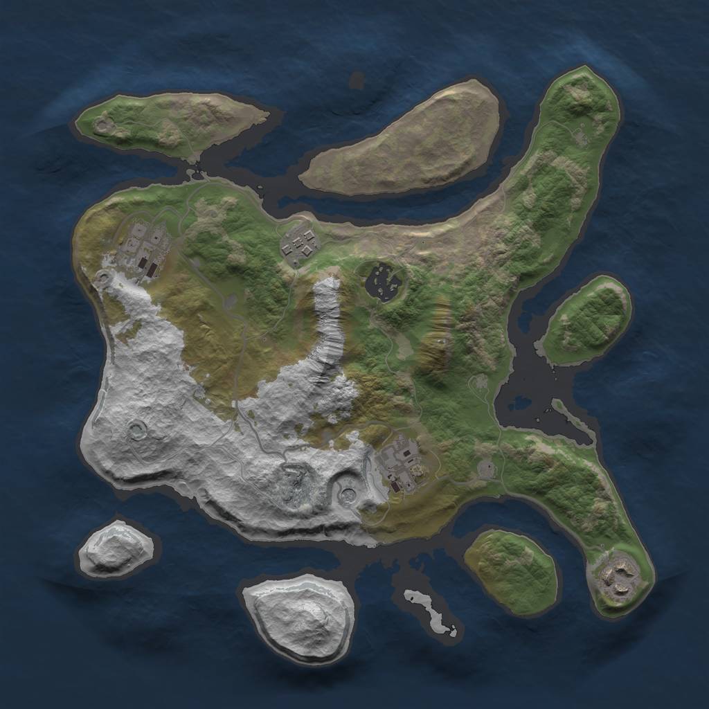 Rust Map: Barren, Size: 3000, Seed: 469034, 8 Monuments